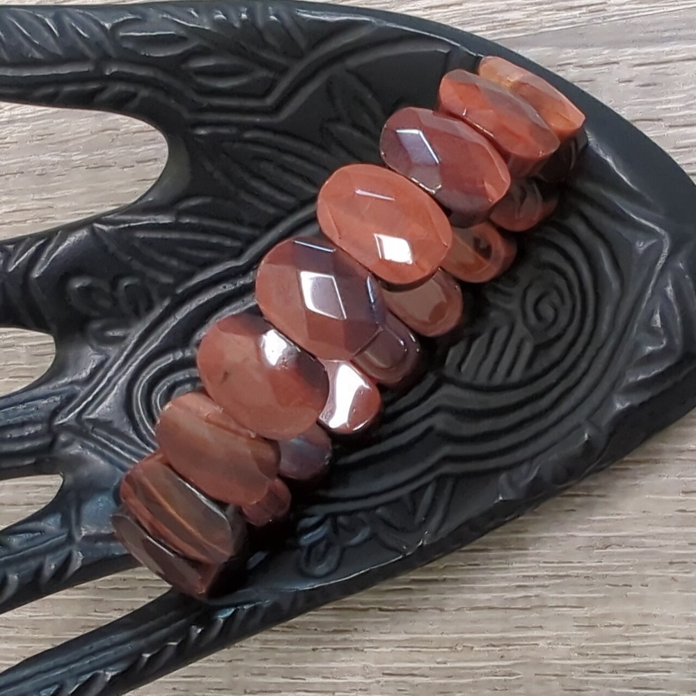 Red Tiger Eye Faceted Soft Bangle